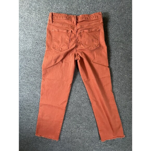 Just Black Jeans Womens Size 27 Orange Mid Rise Straight Leg Stretch Raw Hem USA - Picture 2 of 8